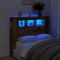 Hoofdeinde met LED 120x18,5x103,5 cm bewerkt hout oud hout - thumbnail