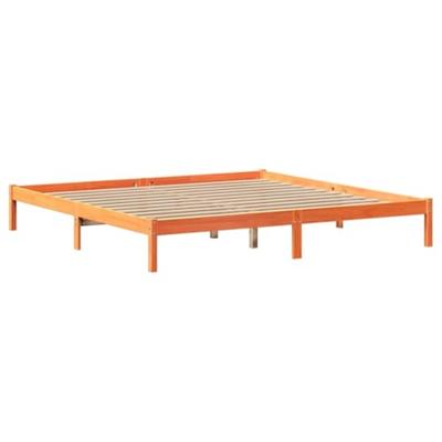 Bed met boekenkast zonder matras grenenhout wasbruin 200x200 cm