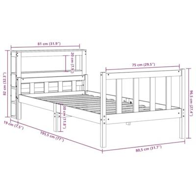 Bedframe met hoofdbord massief grenenhout wasbruin 75x190 cm