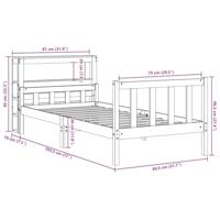 Bedframe met hoofdbord massief grenenhout wasbruin 75x190 cm - thumbnail