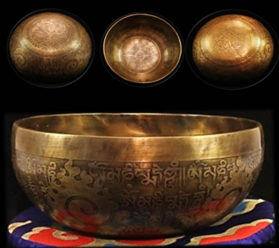 Klankschaal Tibet gegraveerd - 20x9 - 1150-1325 - Metaal - Brons - M