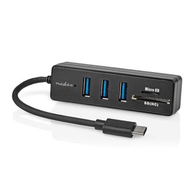 Nedis USB-Hub | 1x USB-C | 3x USB A Female | 5-Poorts poort(en) | USB 3.2 Gen 1 | USB Gevoed | 5 Gbps | SD & MicroSD - CCGB64250BK01