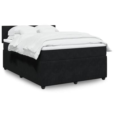Boxspring met matras fluweel zwart 140x200 cm