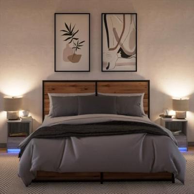 Nachtkastjes met LED-verlichting 2 st bewerkt hout grijs sonoma