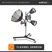 Walimex pro Rolstatief 223 cm, robuust studiostatief met 2 snel verschuifbare klemhouders en stabiele wielen, belastbaar tot 12 kg, ideaal voor de veelzijdige bevestiging van studio-apparatuur - thumbnail