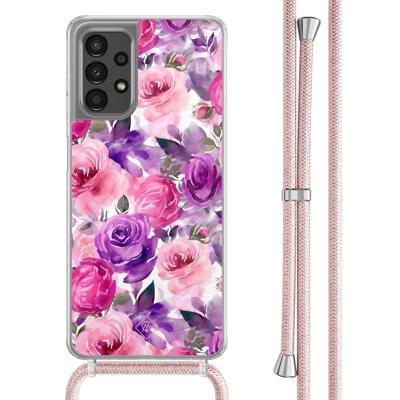 Samsung Galaxy A13 4G hoesje met rosegoud koord - Rosy blooms