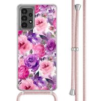 Samsung Galaxy A13 4G hoesje met rosegoud koord - Rosy blooms - thumbnail