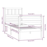 Bedframe massief hout wit 75x190 cm - thumbnail