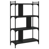 Boekenkast 4-laags 76x32x123 cm bewerkt hout zwart - thumbnail