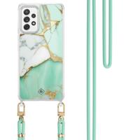 Samsung Galaxy A52(s) hoesje met mint koord - Marmer mintgroen - thumbnail