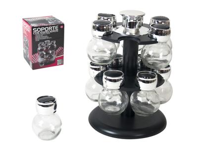 Ronde Kruiden Carrousel voor 12 Kruiden potjes - Kruidencarrousel draaibaar - Specerijenrek - Kruidenrek voor 12 kruidenpotjes - Kruidenmolen - Kruidenrek - Glazen kruidenpotjes - 17x17x25cm