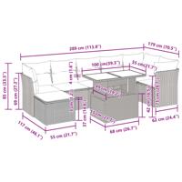 8-delige Loungeset met kussens poly rattan zwart - thumbnail