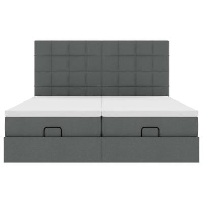 Ottoman bed met matrassen en LED's 180x200cm stof donkergrijs