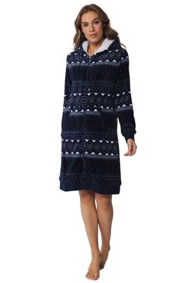 Rits damesbadjas met capuchon - Noors dessin-(44-46) L