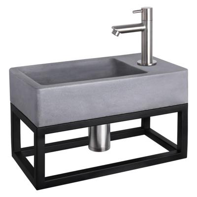 Differnz Differnz Force fonteinset beton donkergrijs - kraan recht - met handdoekrek mat chroom Differnz Differnz Force fonteinset beton donkergrijs - kraan recht - met handdoekrek mat chroom