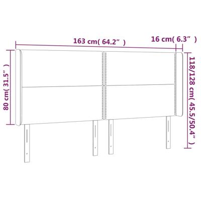 Hoofdbord met randen 183x16x118/128 cm kunstleer grijs - thumbnail