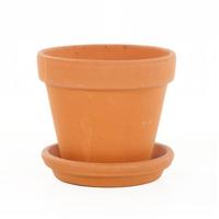 Terracotta pot met schotel (oranje) - P 17 cm - thumbnail