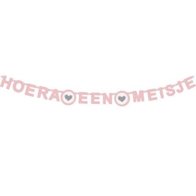 Letterslinger hoera een meisje roze | 5 stuks