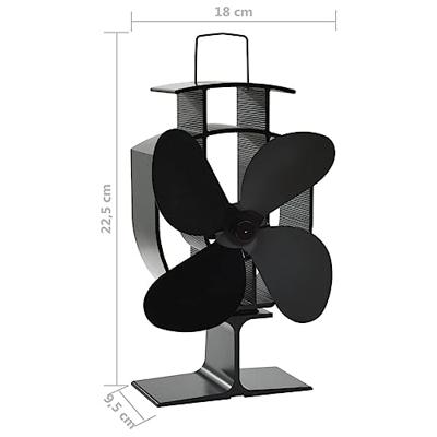VidaXL Kachelventilator met 4 vinnen zwart - thumbnail
