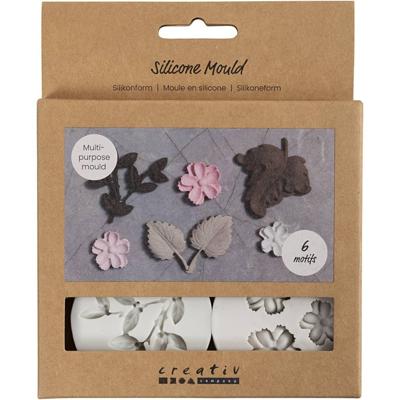 Creativ Company Siliconen vormen, bladeren en bloemen, h: 0,5 cm, l: 1,8-4,5 cm, 4 stuk/ 1 stuk Creativ Company Siliconen vormen, bladeren en bloemen, h: 0,5 cm, l: 1,8-4,5 cm, 4 stuk/ 1 stuk