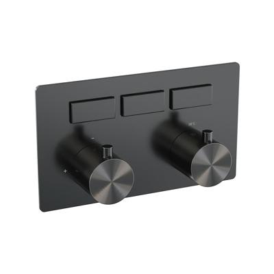 BRAUER Gunmetal Edition 3-weg inbouwthermostaat met drukknoppen met in- en afbouwdelen gunmetal geborsteld PVD BRAUER Gunmetal Edition 3-weg inbouwthermostaat met drukknoppen met in- en afbouwdelen gunmetal geborsteld PVD