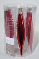 Decoris kerstballen Ijspegel glas 6st Kerstrood 15cm - thumbnail