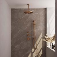Copper Carving thermostatische inbouw regendouche SET 18 - koper geborsteld PVD - thumbnail