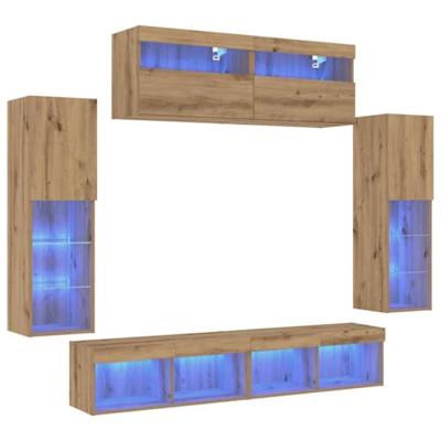 Tv-meubelset 6 pcs artisanaal eikenkleurig Bewerkt hout