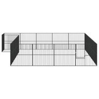 Hondenkennel 20 panelen gepoedercoat staal zwart - thumbnail