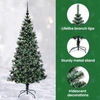 VidaXL Kunstmatig voorverlicht kerstboom groen 180 cm pvc en metaal - thumbnail