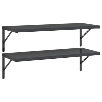 Wandschappen 2 st 100x40 cm roestvrijstaal zwart
