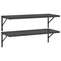 Wandschappen 2 st 100x40 cm roestvrijstaal zwart - thumbnail
