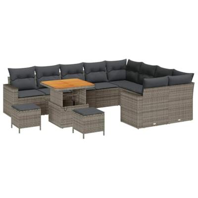Tuinbankenset 12 pcs Grijs poly rattan
