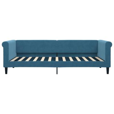 Slaapbank met onderschuifbed en lades 90x200 cm fluweel blauw - thumbnail