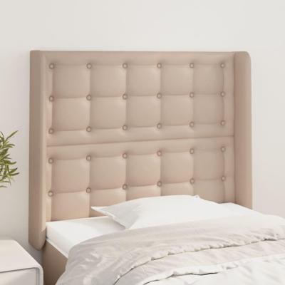 Hoofdbord met randen 93x16x118/128 cm kunstleer cappuccinokleur