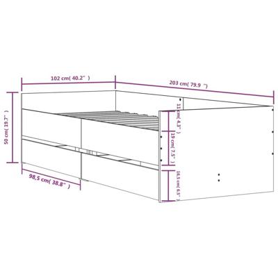 Bedframe met lades sonoma eikenkleurig 100x200 cm