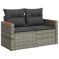 6-delige Loungeset met kussens poly rattan acacia grijs - thumbnail