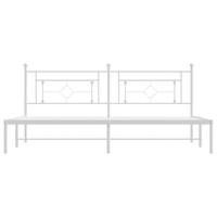 Bedframe met hoofdbord metaal wit 193x203 cm - thumbnail