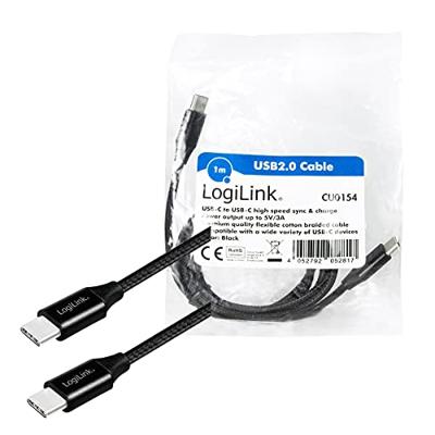 LogiLink CU0154 USB 2.0 0.48Gbps 60W USB Type-C 1m LogiLink CU0154 USB 2.0 0.48Gbps 60W USB Type-C 1m