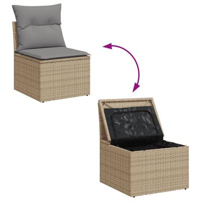 5-delige Loungeset met kussens poly rattan beige