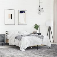 Bedframe bewerkt hout metaal sonoma eikenkleurig 120x200 cm - thumbnail