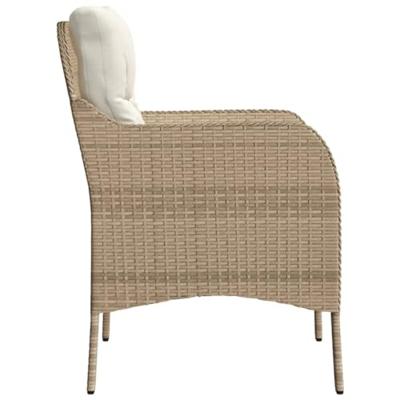 Tuinstoelen 2 st met kussens poly rattan beige - thumbnail