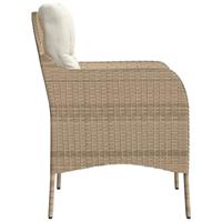 Tuinstoelen 2 st met kussens poly rattan beige - thumbnail