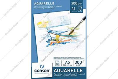 Aquarelpapier Canson Graduate Watercolour 20vel 250gr A5 natuurlijk wit | 5 stuks