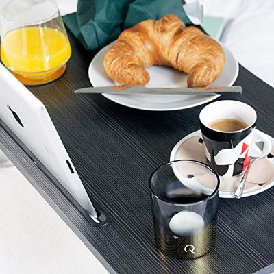 QUVIO Bedtafel voor laptop, onbijt of boek - Uitklapbaar - Zwart - thumbnail