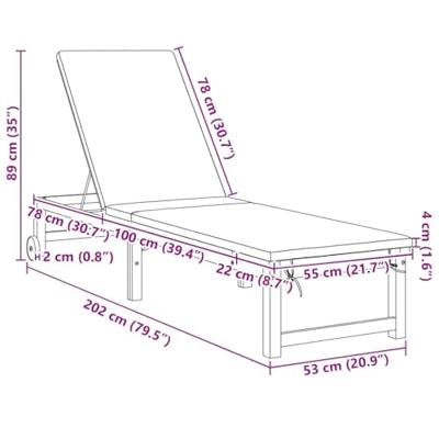 Ligstoel Bruin 202 x 53 x 89 cm Massief Acaciahout