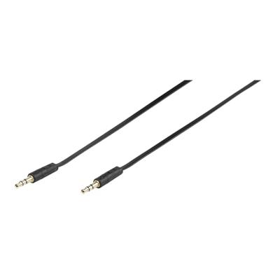 Vivanco 46130 Jackplug Audio Aansluitkabel [1x Jackplug male 3,5 mm - 1x Jackplug male 3,5 mm] 0.30 m Zwart Plat
