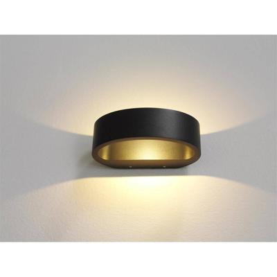 Wandlamp Artdelight Sharp 1 Lichts LED 2700K Dimbaar Zwart/Mat Goud