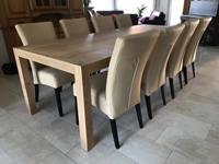 Set van 8 leren eetkamerstoelen - met houten poten - bruin leer - Echt leer, Landelijk, ontdek de vele Leersoorten en Kleuren bij ShopX - thumbnail