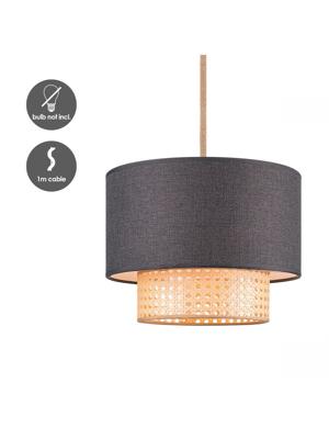 Light depot - hanglamp cane weave - linnen / zwart - Outlet